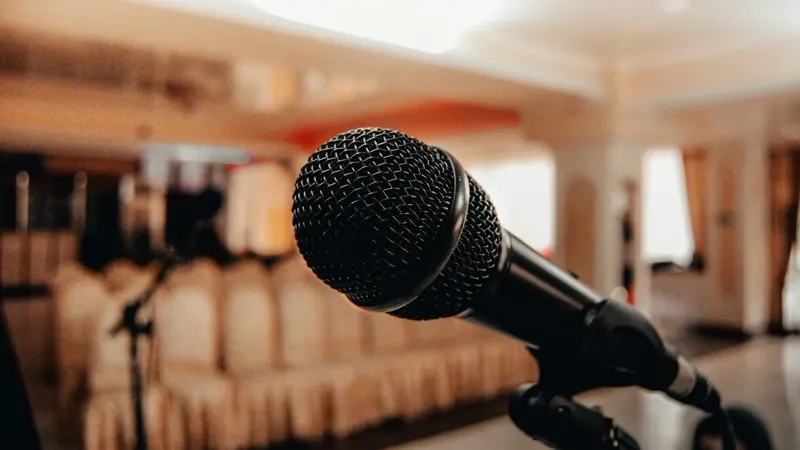 Microphone ready in a conference room